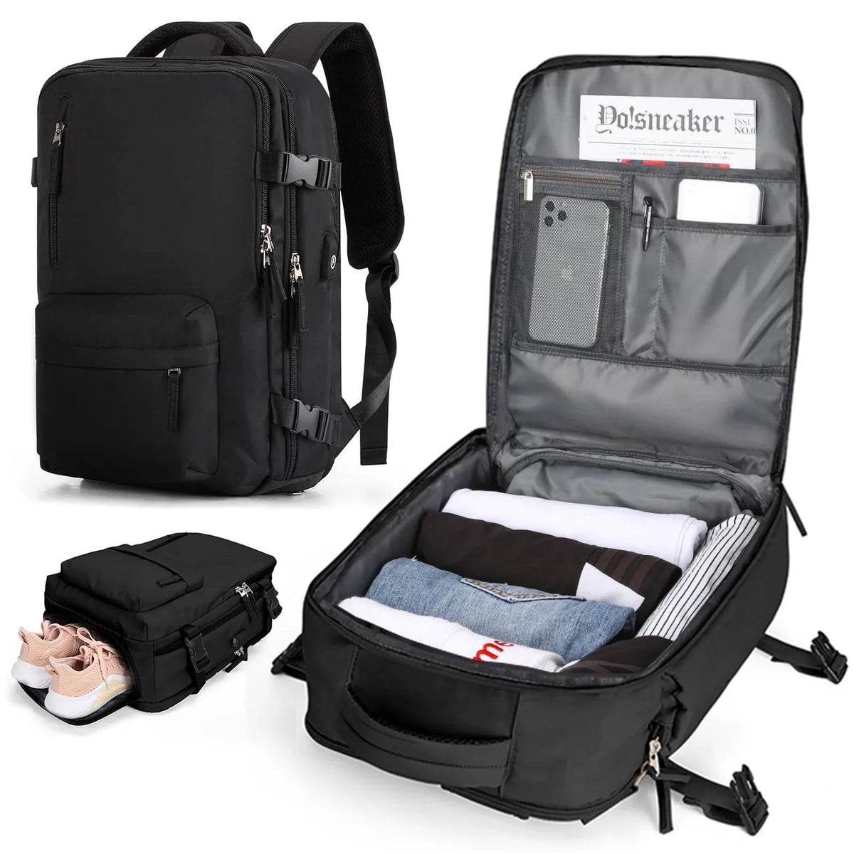 Travel Backpack Wet Compartment & Shoe Pocket