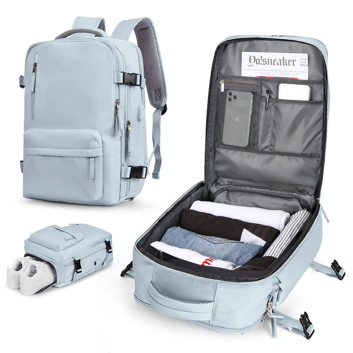 Travel Backpack Wet Compartment & Shoe Pocket
