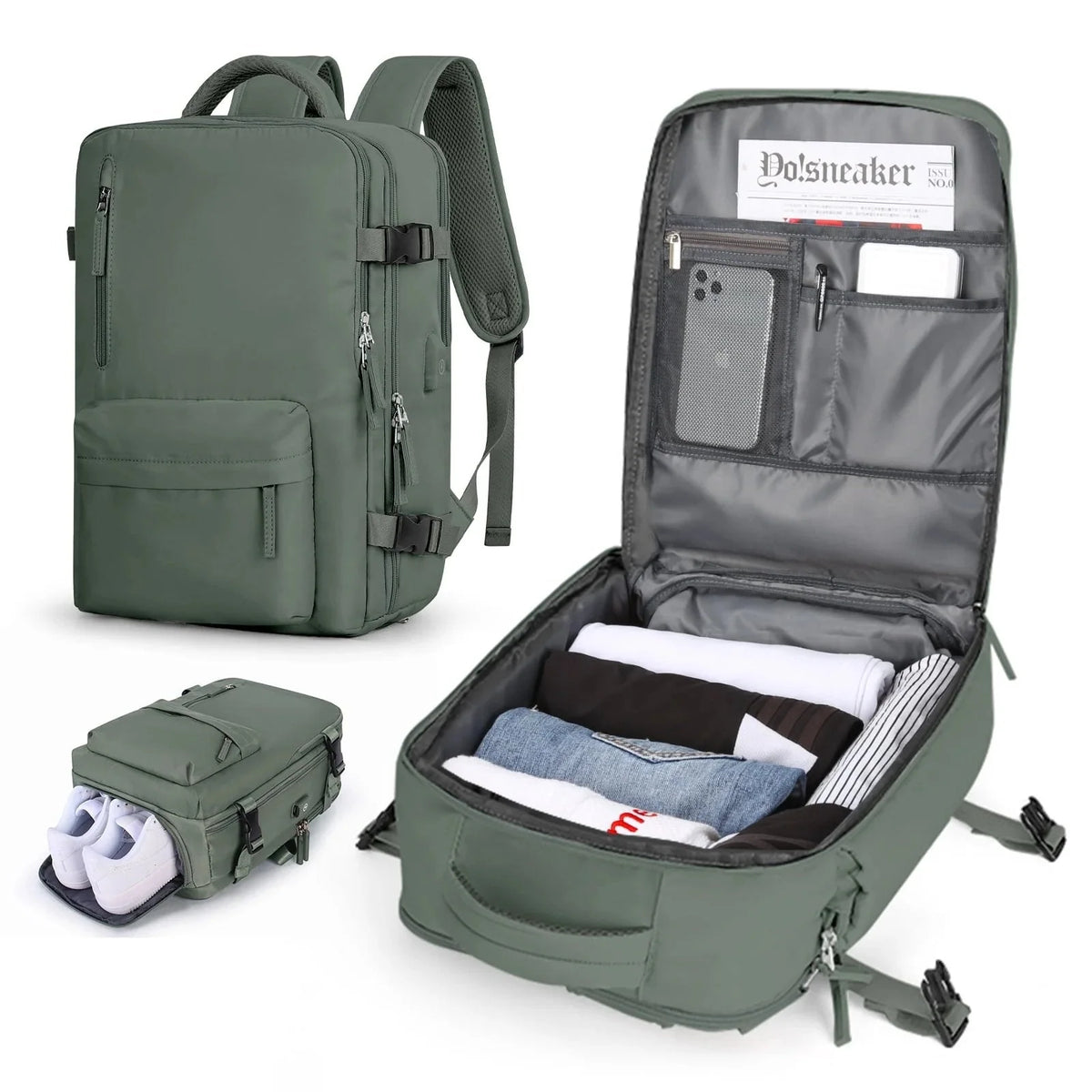 Travel Backpack Wet Compartment & Shoe Pocket