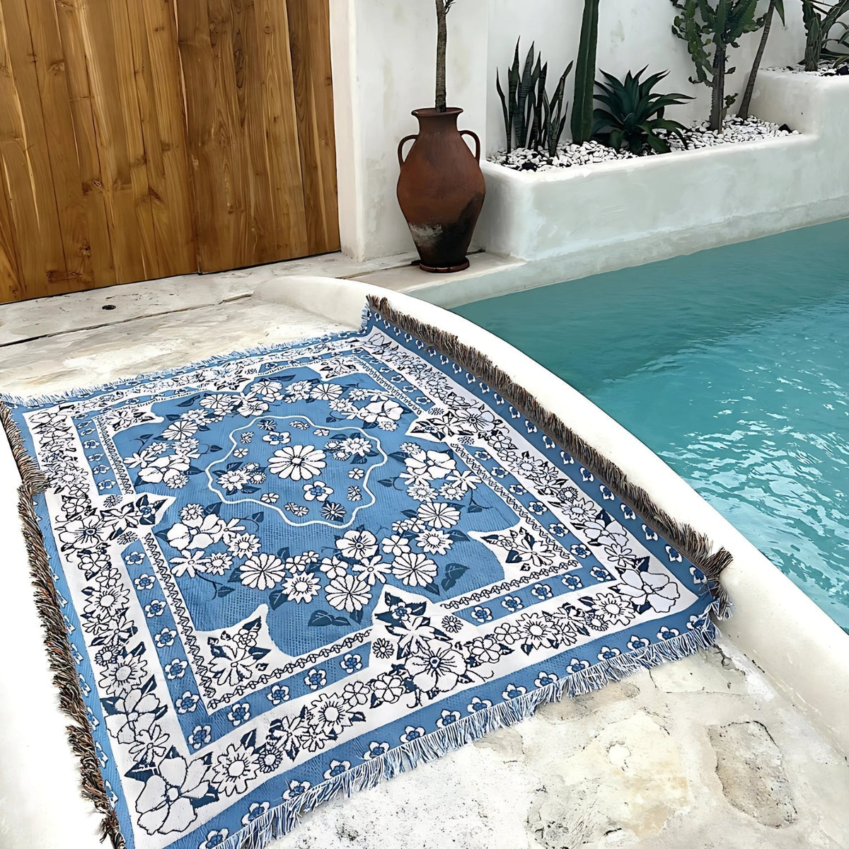 Travel Blanket Boho Floral Microfiber Lightweight