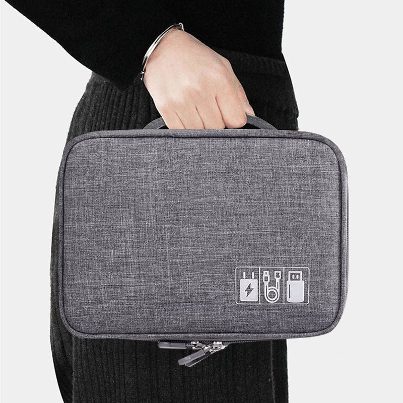 Travel Cable Organizer Double-Layer Waterproof & Padded Dividers