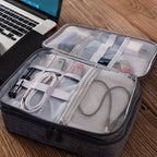 Travel Cable Organizer Double-Layer Waterproof & Padded Dividers