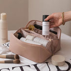 Travel Cosmetic Bag Large Capacity Water-Resistant PU Leather