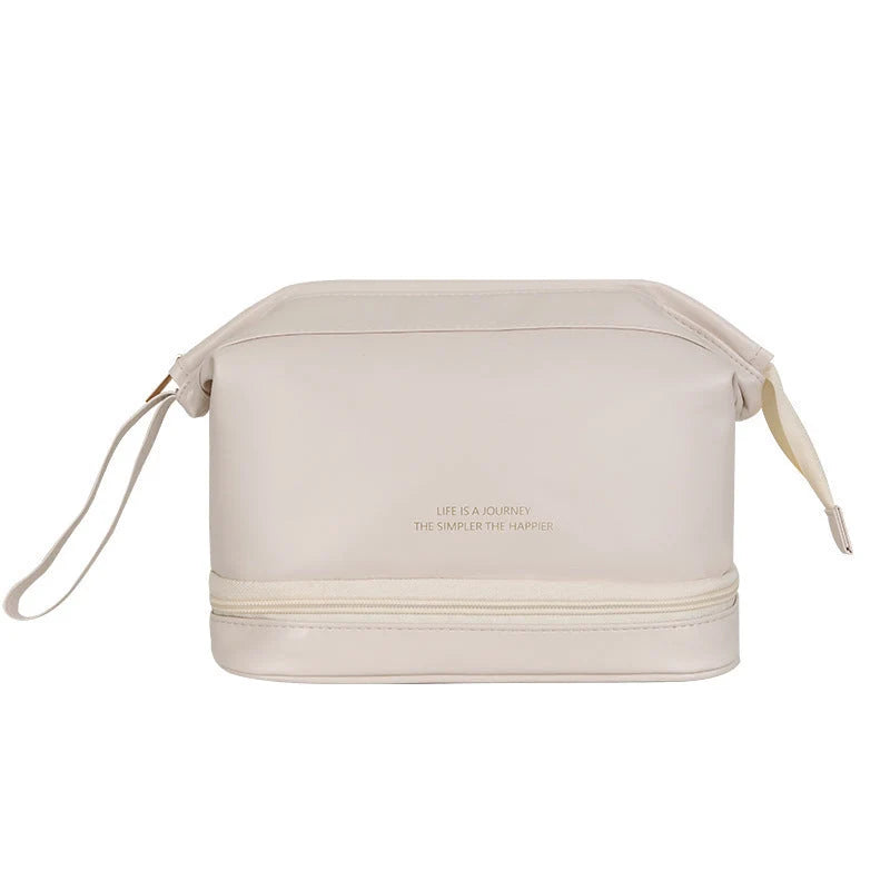 Travel Cosmetic Bag Large Capacity Water-Resistant PU Leather