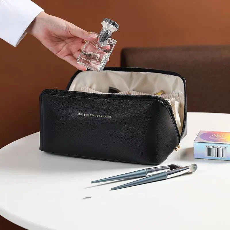 Travel Cosmetic Bag Large Capacity Water-Resistant PU Leather