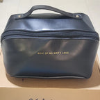 Travel Cosmetic Bag Large Capacity Water-Resistant PU Leather
