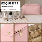 Travel Cosmetic Bag Large Capacity Water-Resistant PU Leather