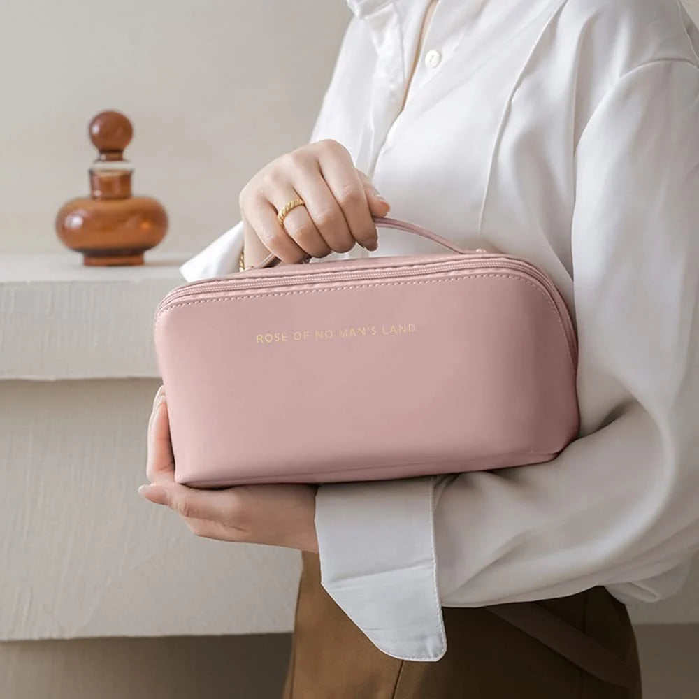 Travel Cosmetic Bag Large Capacity Water-Resistant PU Leather