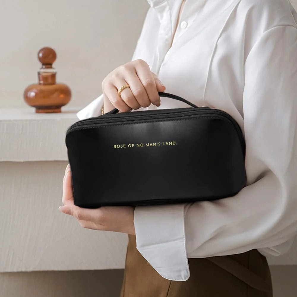 Travel Cosmetic Bag Large Capacity Water-Resistant PU Leather