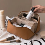 Travel Cosmetic Bag Large Capacity Water-Resistant PU Leather