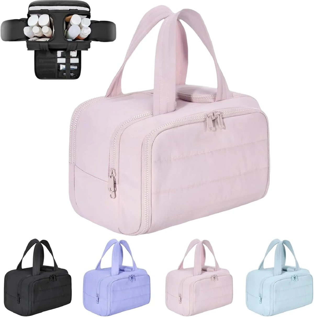 Travel Cosmetic Bag Large Waterproof Pocket 4 Compartments