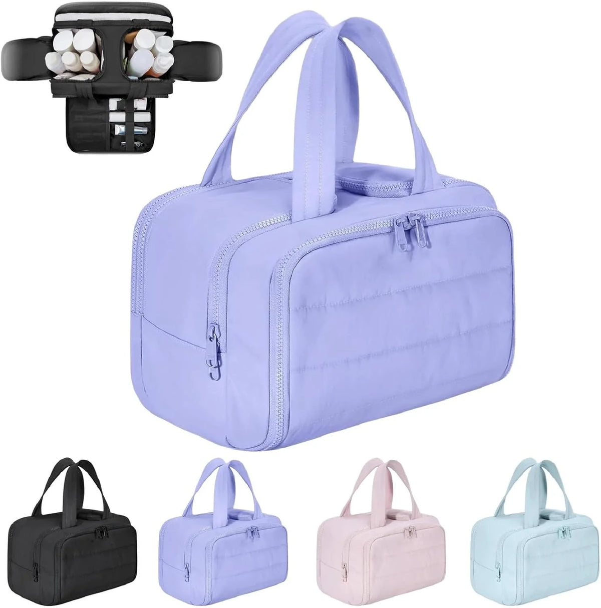 Travel Cosmetic Bag Large Waterproof Pocket 4 Compartments