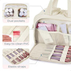 Travel Cosmetic Bag Large Waterproof Pocket 4 Compartments