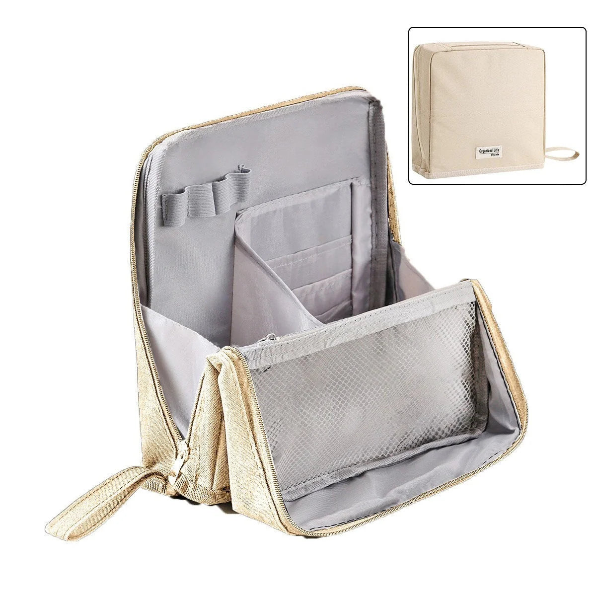 Travel Cosmetic Bag Padded & Waterproof Smart Compartments