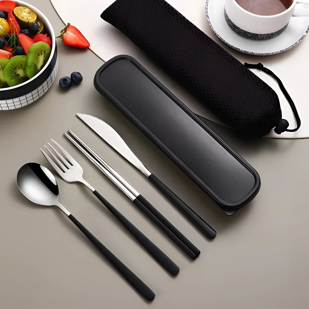 Travel Cutlery Set Stainless Steel Protective Case
