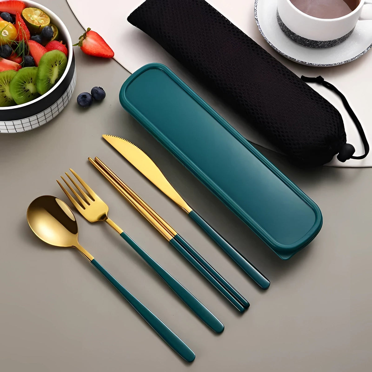 Travel Cutlery Set Stainless Steel Protective Case