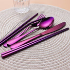 Travel Cutlery Set Stainless Steel Waterproof Case