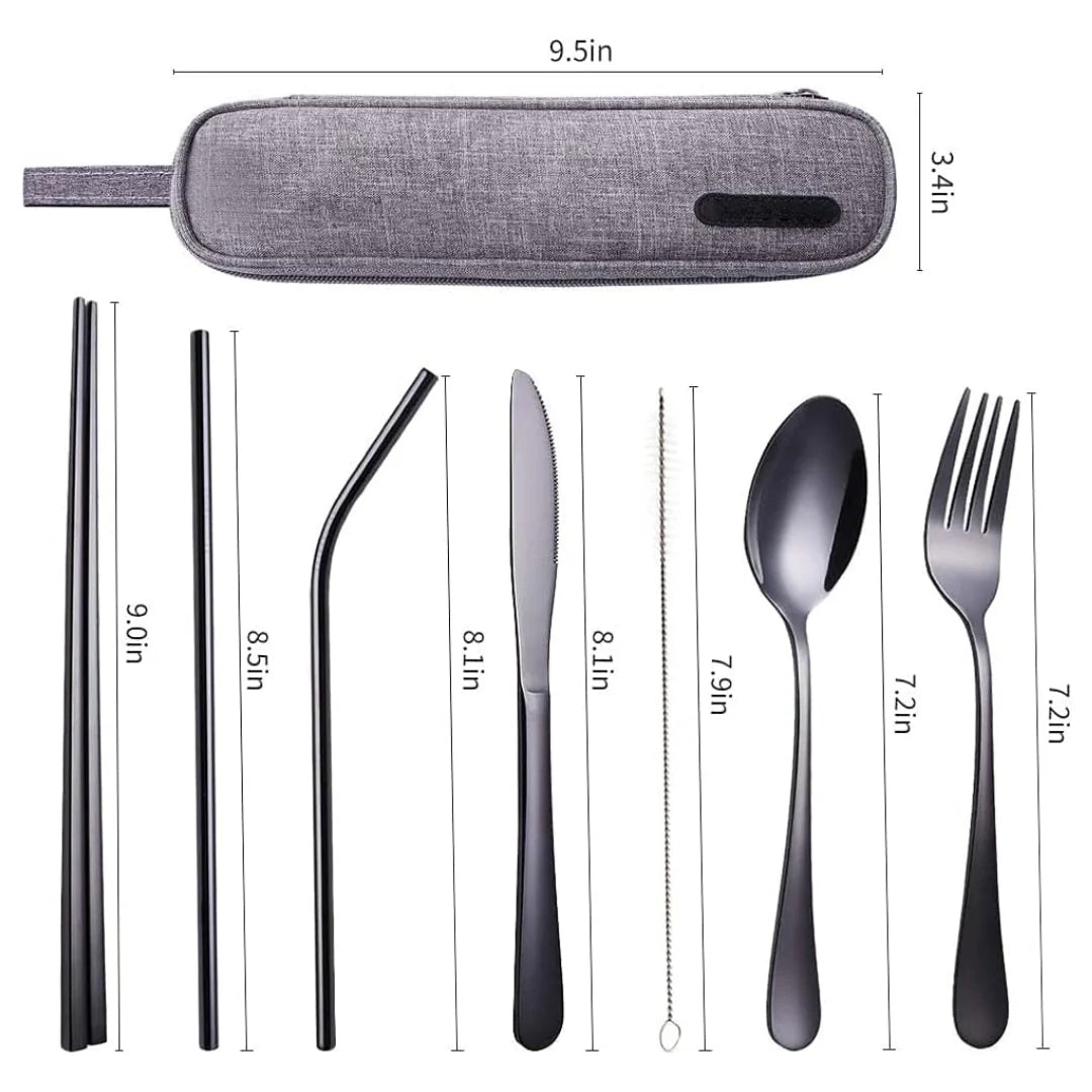 Travel Cutlery Set Stainless Steel Waterproof Case