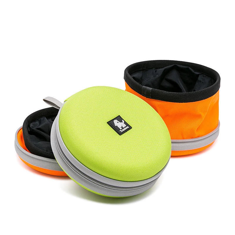 Travel Dog Bowl Set Dual Food & Water Convertible Frisbee