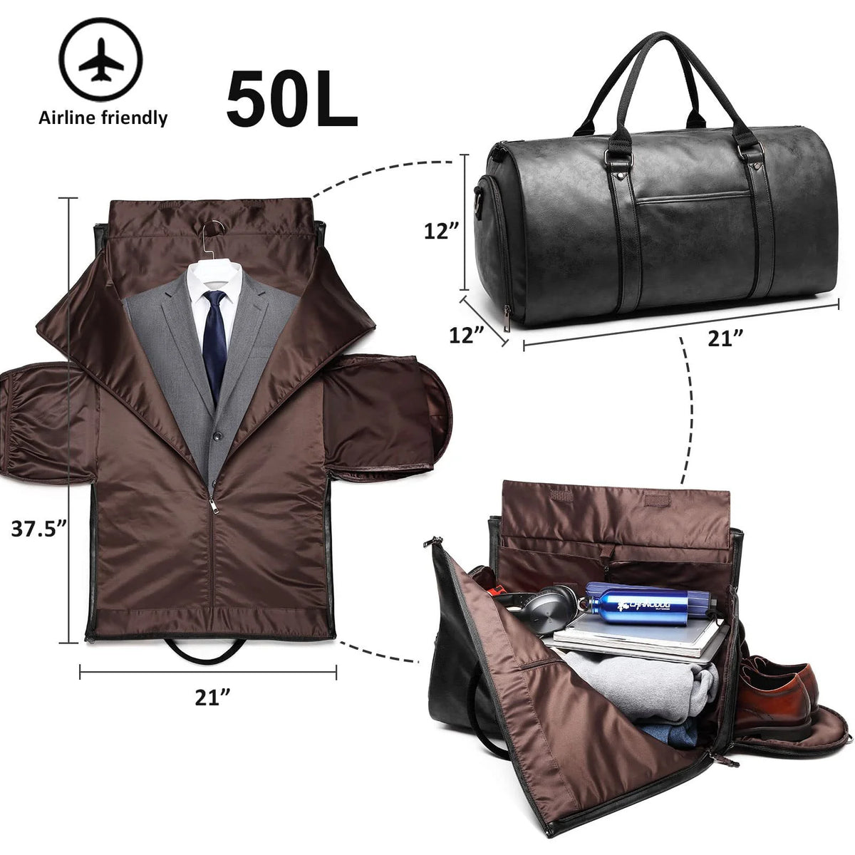 Travel Duffel Bag Water-Resistant Multiple Pockets