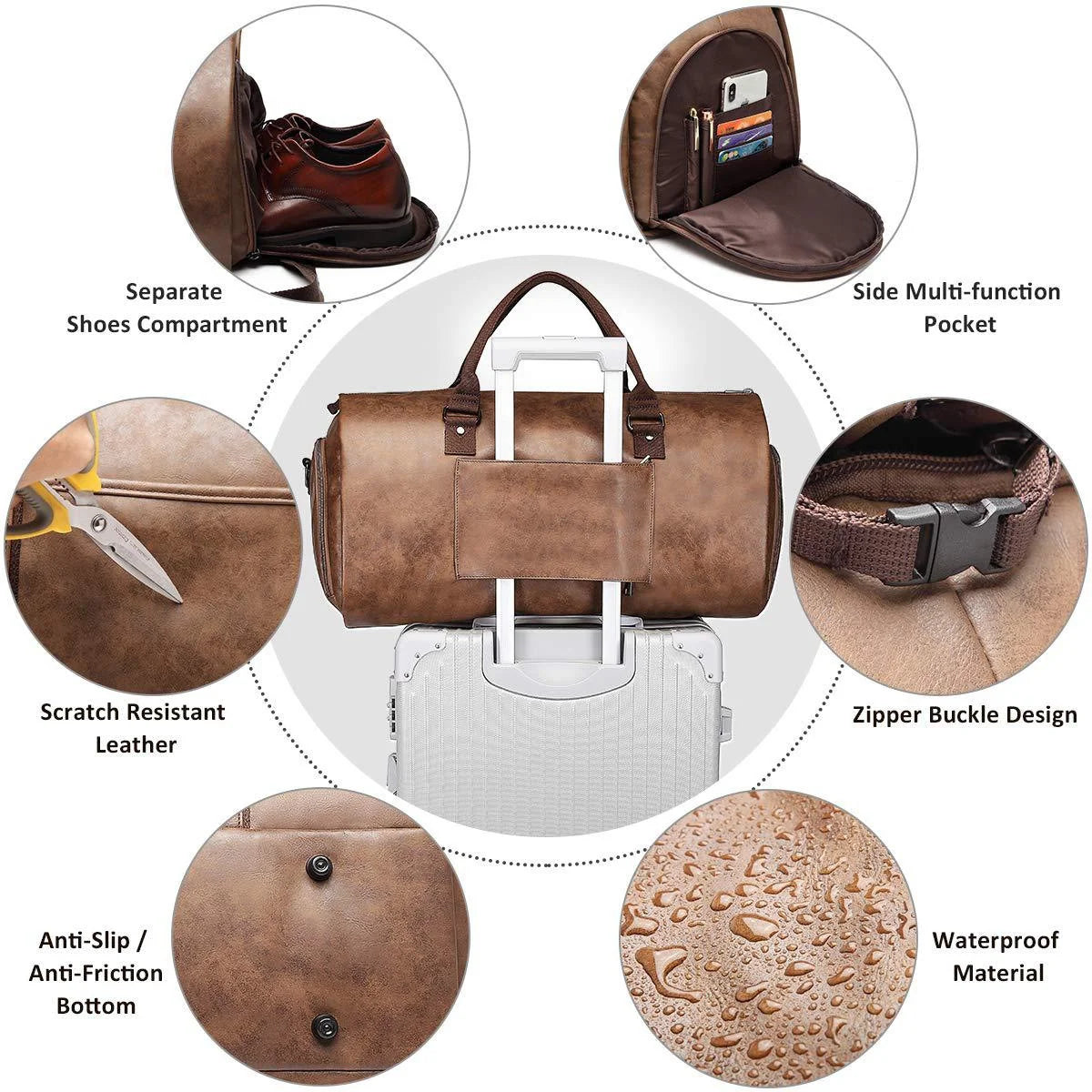Travel Duffel Bag Water-Resistant Multiple Pockets