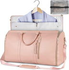 Travel Garment Bag Foldable PU Leather Wrinkle-Free Full-Length Zipper
