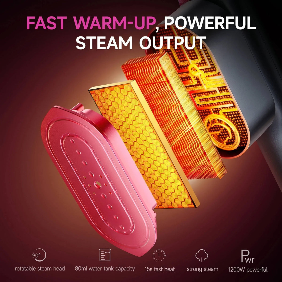 Travel Garment Steamer 15-Second Ceramic Rotating Head