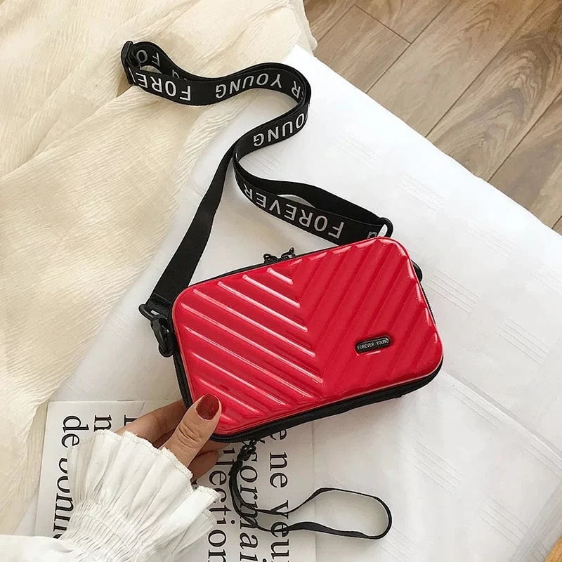 Travel Handbag Hard Shell Compact Crossbody Vegan Leather