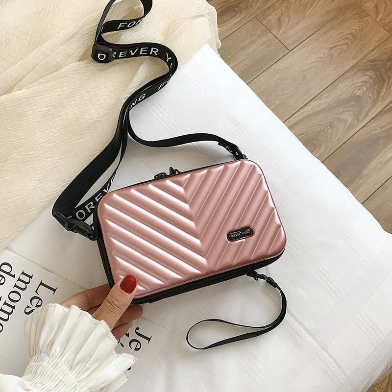 Travel Handbag Hard Shell Compact Crossbody Vegan Leather