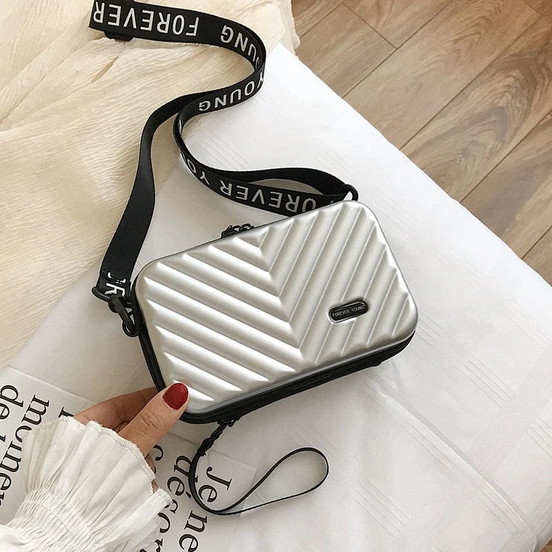 Travel Handbag Hard Shell Compact Crossbody Vegan Leather