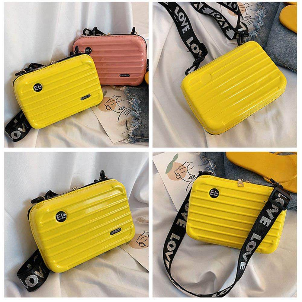 Travel Handbag Hard Shell Compact Crossbody Vegan Leather