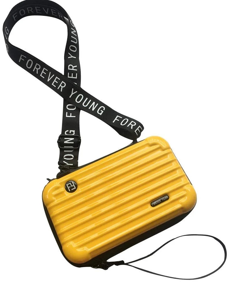 Travel Handbag Hard Shell Compact Crossbody Vegan Leather