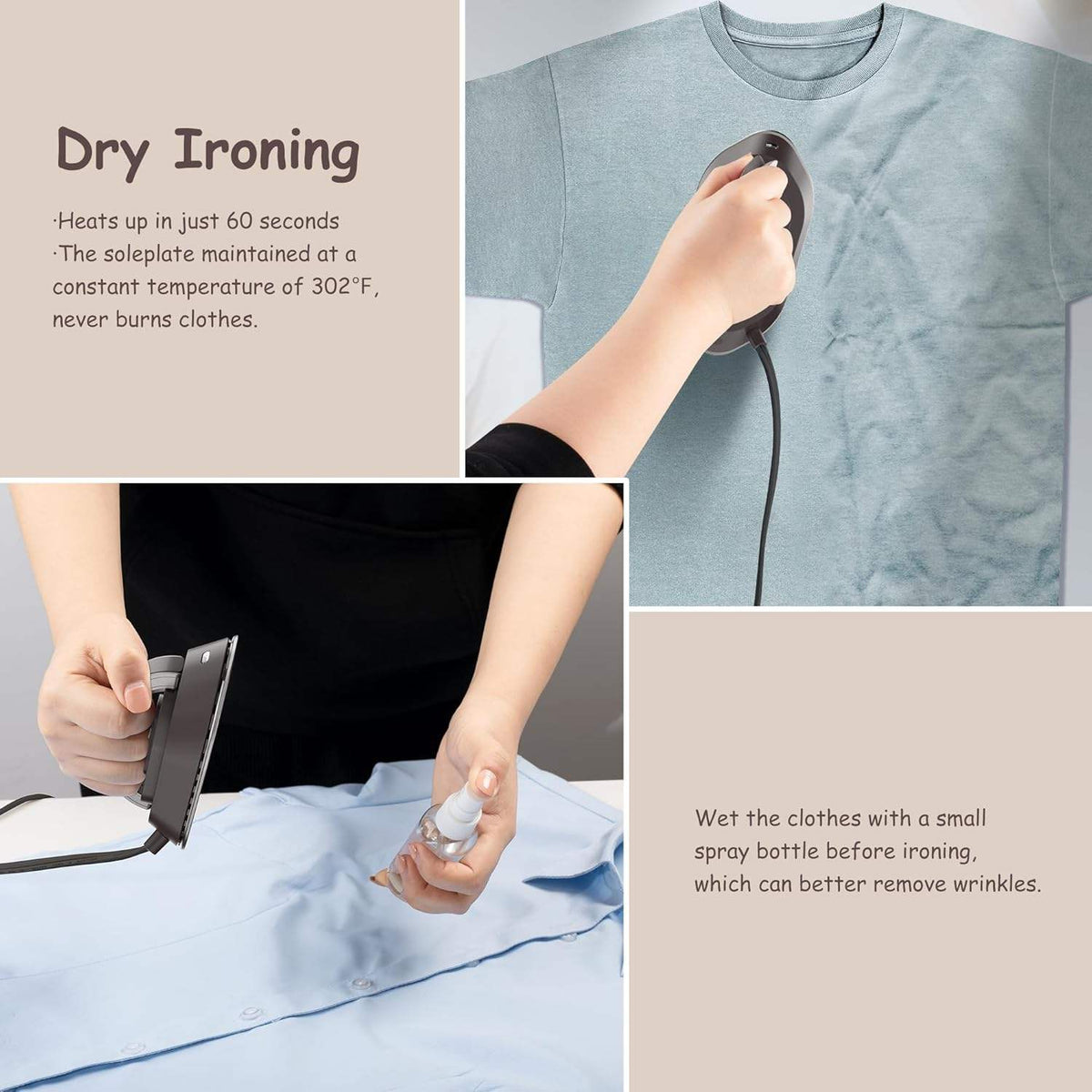 Travel Iron Rapid Heating Foldable Handle