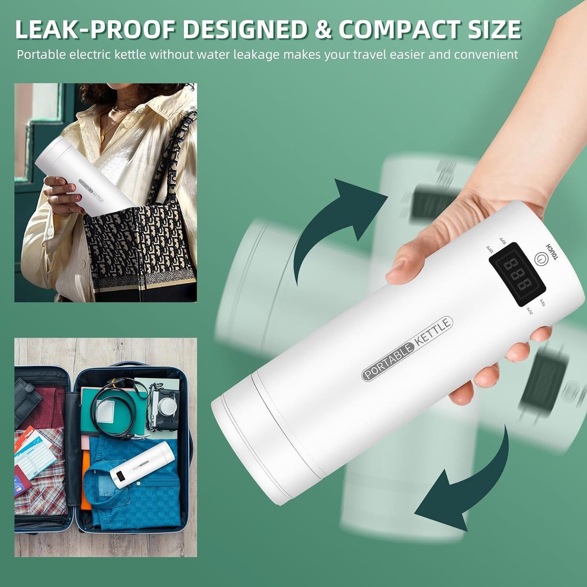 Travel Kettle Compact Intelligent Temperature Control 304 Stainless Steel