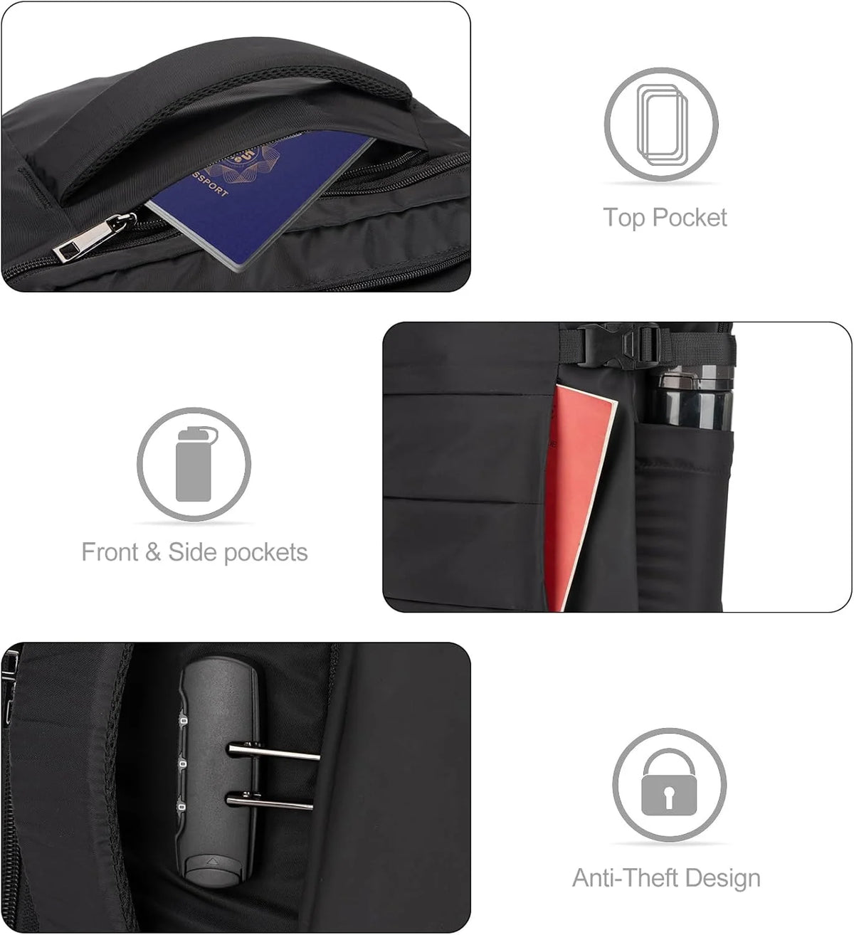 Travel Laptop Backpack 40L Water-Resistant TSA-Friendly Anti-Theft Lock