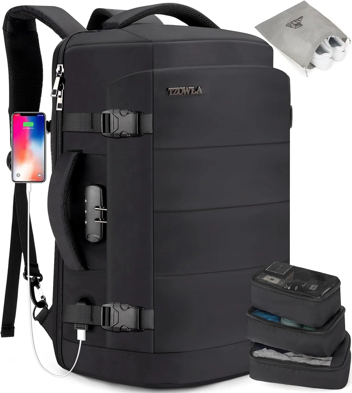 Travel Laptop Backpack 40L Water-Resistant TSA-Friendly Anti-Theft Lock