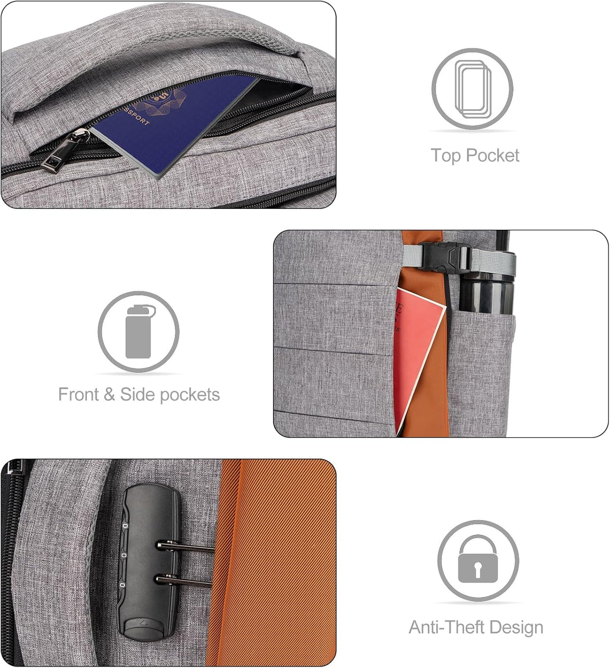 Travel Laptop Backpack 40L Water-Resistant TSA-Friendly Anti-Theft Lock