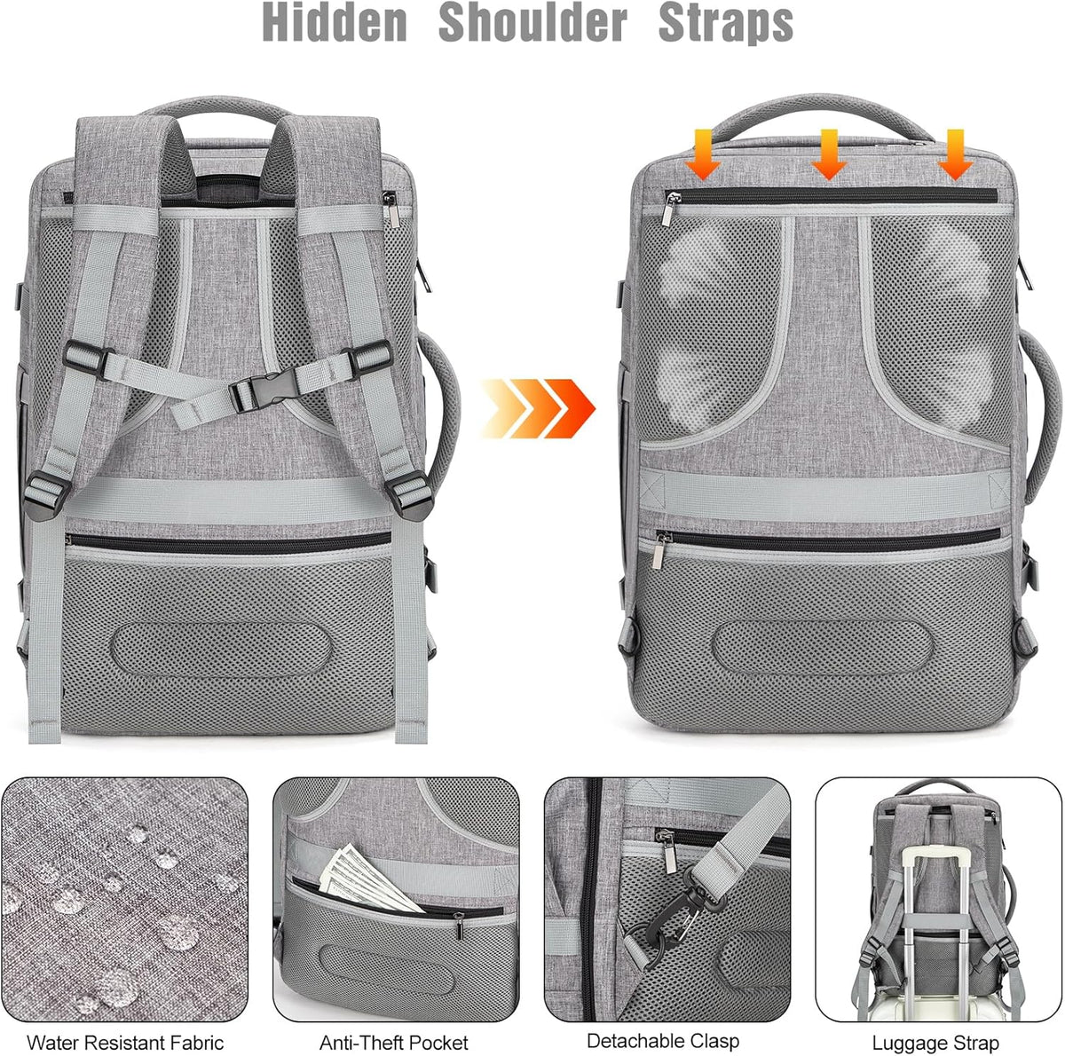 Travel Laptop Backpack 40L Water-Resistant TSA-Friendly Anti-Theft Lock