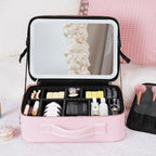 Travel Makeup Case LED Mirror Adjustable Lighting
