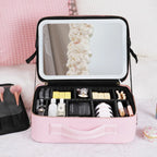 Travel Makeup Case LED Mirror Adjustable Lighting