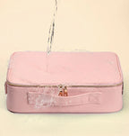 Travel Makeup Case LED Mirror Multiple Compartments Vegan Leather