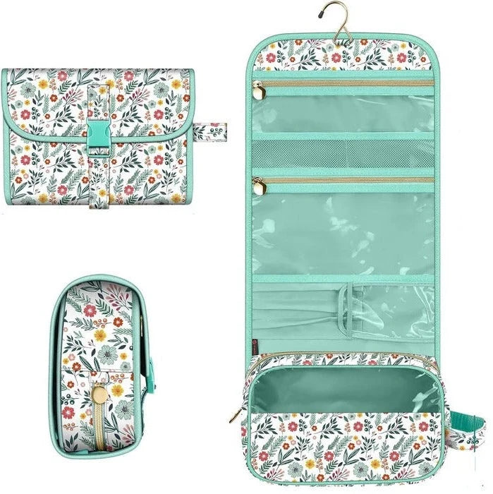 Travel Makeup Pouch Hanging Metal Hook & Clear Window