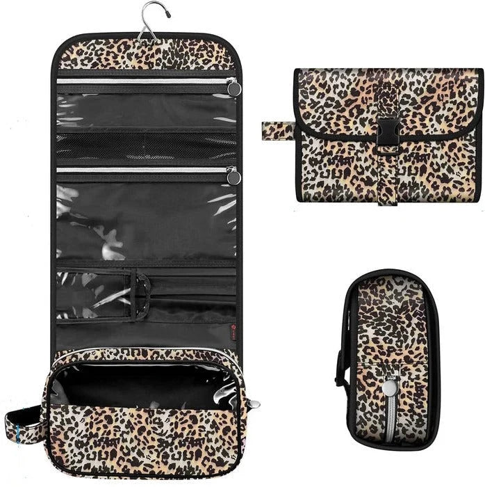 Travel Makeup Pouch Hanging Metal Hook & Clear Window