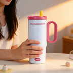 Travel Mug Double-Wall BPA-Free Integrated Straw & Handle