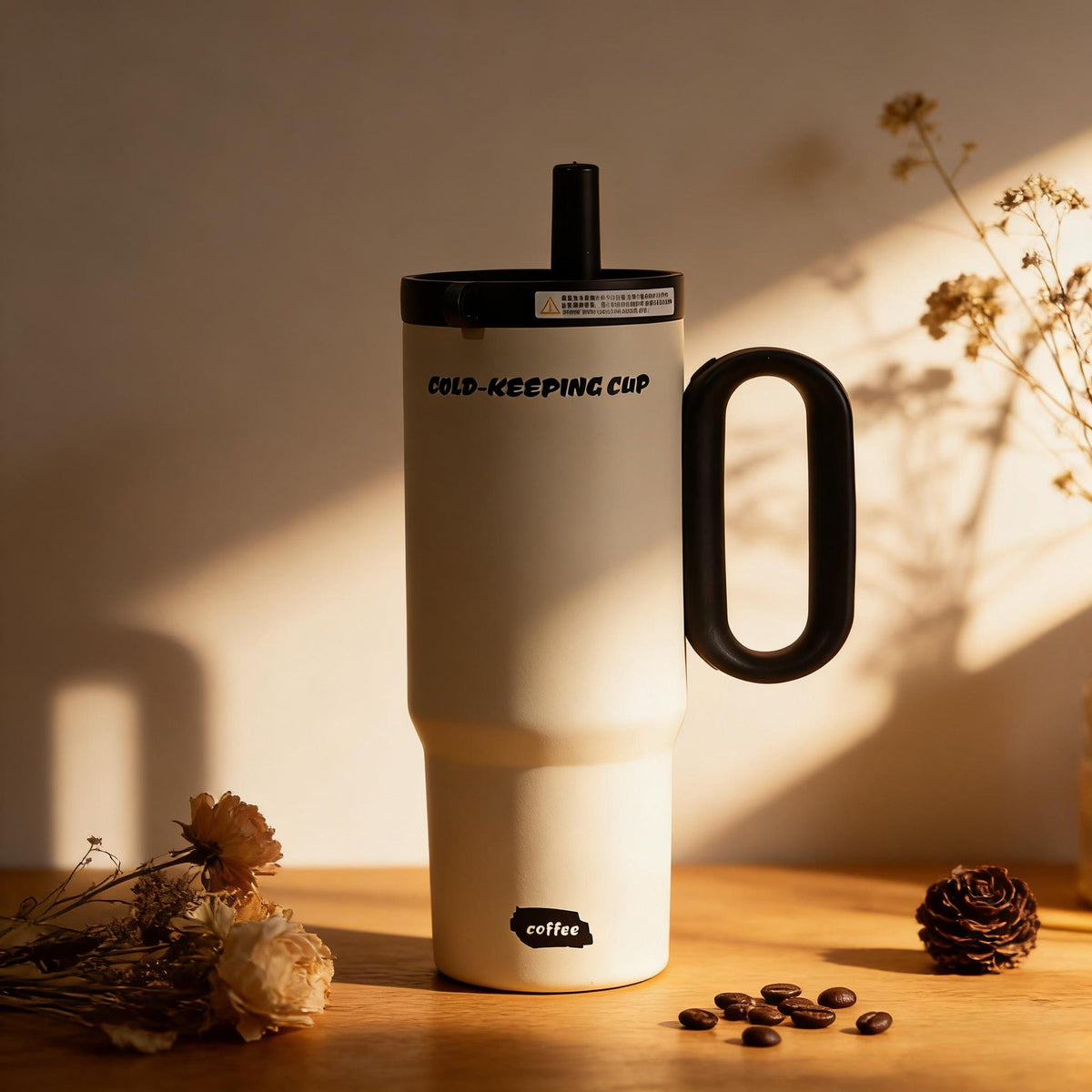 Travel Mug Double-Wall BPA-Free Integrated Straw & Handle