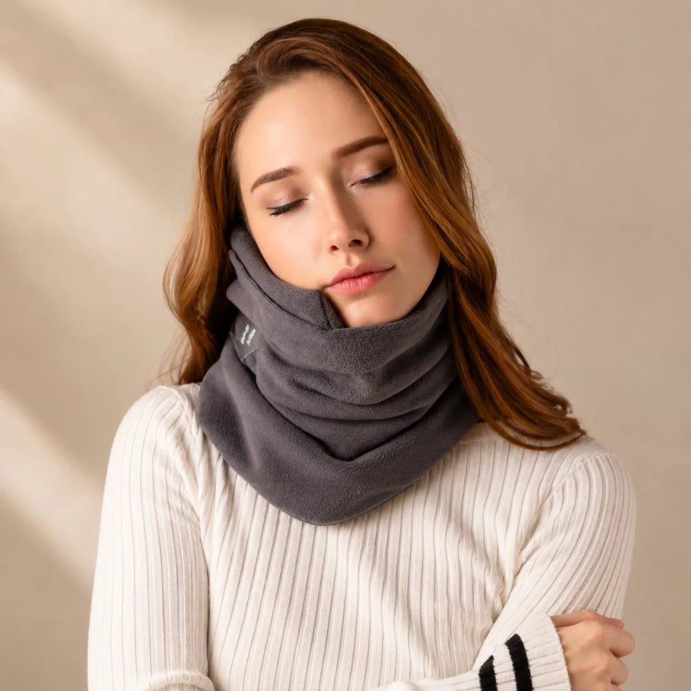 Travel Neck Pillow Adjustable Scarf Design & Machine Washable Cover