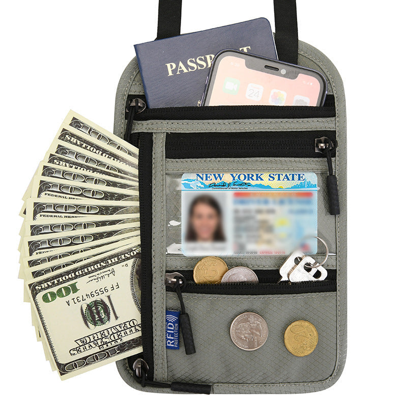 Travel Neck Pouch RFID-Blocking & Water-Resistant Nylon