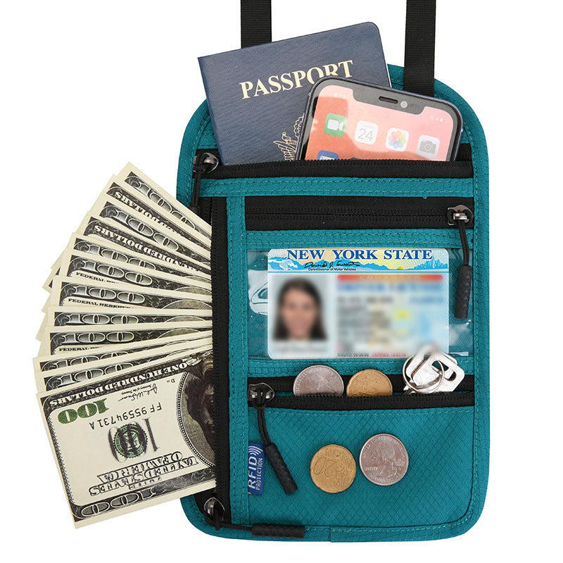 Travel Neck Pouch RFID-Blocking & Water-Resistant Nylon