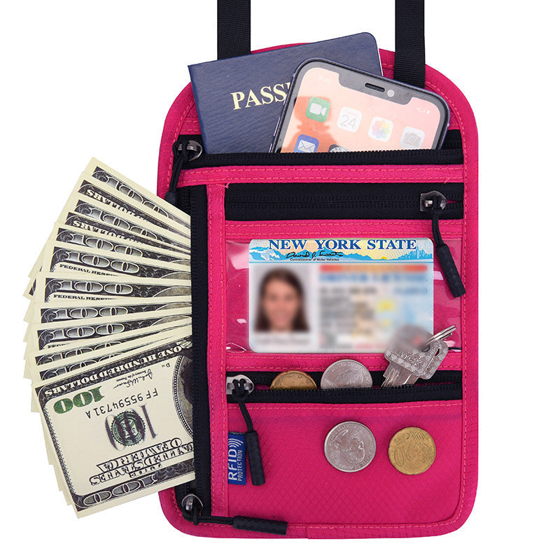 Travel Neck Pouch RFID-Blocking & Water-Resistant Nylon