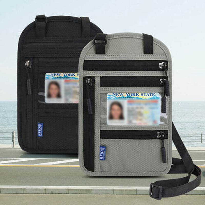 Travel Neck Pouch RFID-Blocking & Water-Resistant Nylon